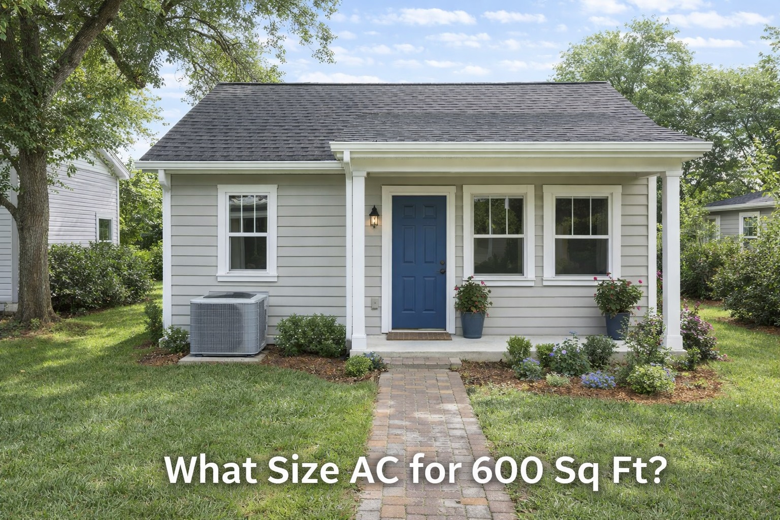 what size AC for 600 sq ft small house exterior