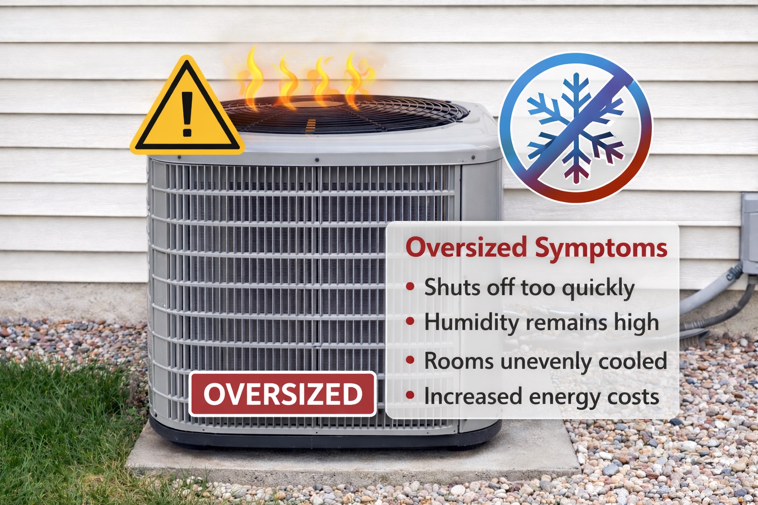undersized AC symptoms air conditioner running constantly