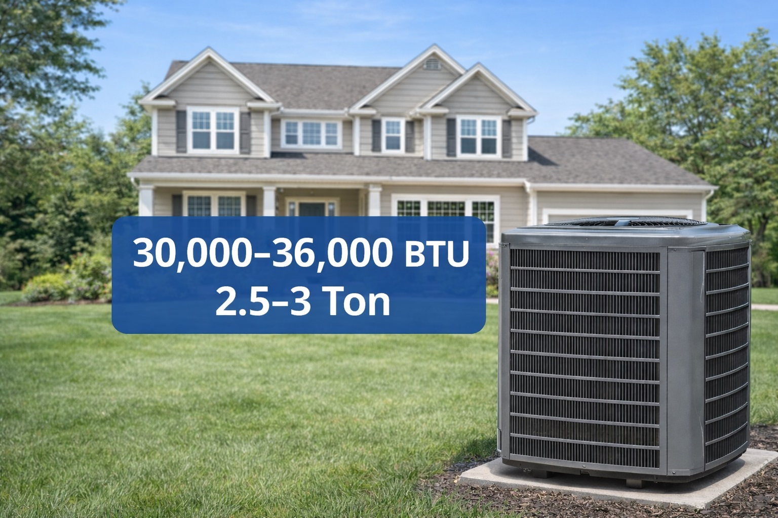 what size AC for 1500 sq ft house 2.5 to 3 ton air conditioner
